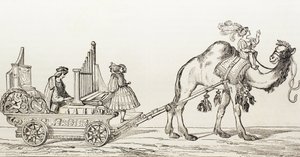 Bir Deve Tarafından Çekilen Bir Arabada Oynayan Organist Paul Hoffaner, 1880 dolayları (gravür)