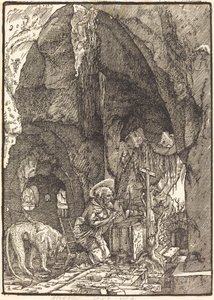 Bir Mağarada Aziz Jerome by Albrecht Altdorfer