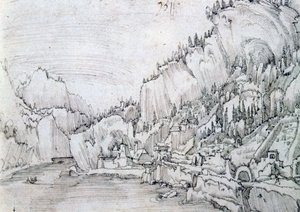 Tuna Nehri üzerinde Sarmingstein, 16. yüzyıl by Albrecht Altdorfer