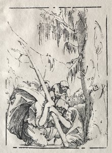 Aziz Christopher, Omuzlarında İsa ile Suyu Geçerken, 1513. by Albrecht Altdorfer
