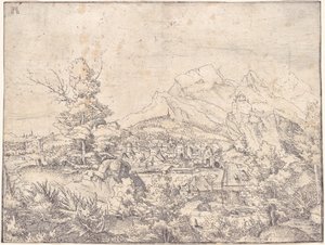 Su Değirmeni ile Büyük Manzara by Albrecht Altdorfer