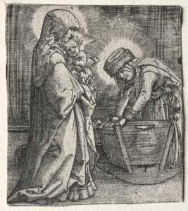 Çocuklu Bakire ve Beşikteki Aziz Anne, 1520-1526. by Albrecht Altdorfer