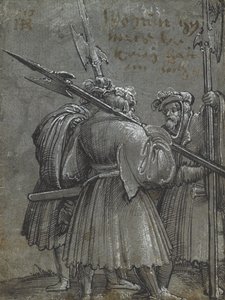 Üç gece bekçisi, 1513 (mavi gri kağıt üzerine çizim) by Albrecht Altdorfer