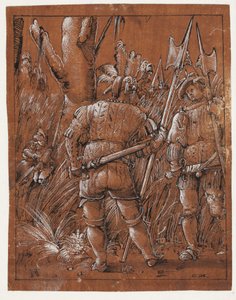Bir çift aşığı izleyen iki lansquenet by Albrecht Altdorfer