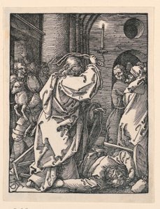 Küçük Tutku Serisinden Tüccarları (veya Para Değiştirenleri) Tapınaktan Süren Mesih by Albrecht Dürer