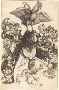 Bir aslan ve bir horoz ile arması by Albrecht Dürer