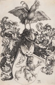 Bir aslan ve bir horoz ile arması by Albrecht Dürer