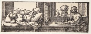 Bir çıplak çizim ressam by Albrecht Dürer