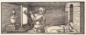 Bir vazo çizen ressam by Albrecht Dürer