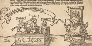 Oturan Yargıç ve Uyuyan Dindarlıkla Hisse Senedinde Adalet, Gerçek ve Akıl, muhtemelen 1526. by Albrecht Dürer