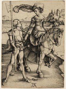 Atlı Lady ve Landsknecht by Albrecht Dürer