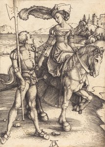 Atlı Lady ve Lansquenet, c. 1497. by Albrecht Dürer