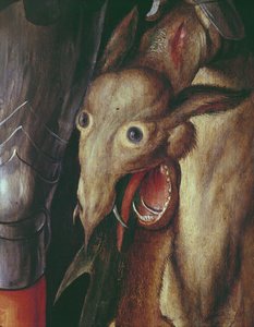 Paumgartner Altarpiece: Aziz George tarafından mağlup edilen ejderhanın başını betimleyen Sol El Kanadı detayı, 495745 panel detayında c.1500 tempera by Albrecht Dürer