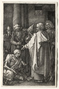Peter ve John, Tapınağın Kapısında Sakatları İyileştiriyor, 1512. by Albrecht Dürer