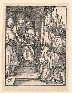 Küçük Tutku Serisinden Ellerini Yıkanan Pilatus by Albrecht Dürer