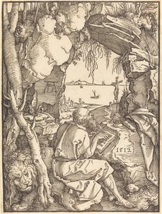 Bir Mağarada Aziz Jerome by Albrecht Dürer