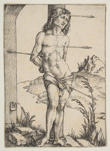 Aziz Sebastian Sütuna Bağlı, yaklaşık. 1499. by Albrecht Dürer