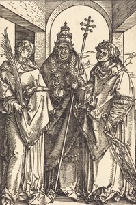 Aziz Stephen, Sixtus ve Lawrence, muhtemelen c. 15041505. by Albrecht Dürer