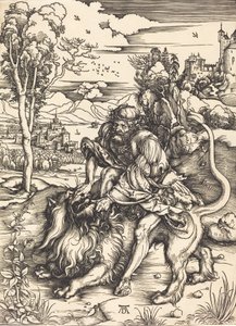 Aslanla Savaşan Samson, c. 14971498. by Albrecht Dürer