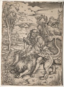 Aslanı Öldüren Samson, c. 1496-1497. by Albrecht Dürer