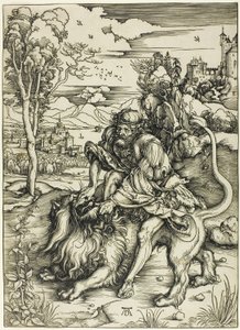 Aslan Parçalayan Samson by Albrecht Dürer
