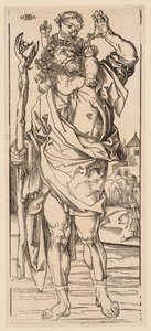 Aziz Christopher Çayı Geçerken, 1528. by Albrecht Dürer