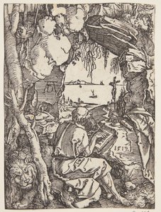 Aziz Jerome mağarada by Albrecht Dürer