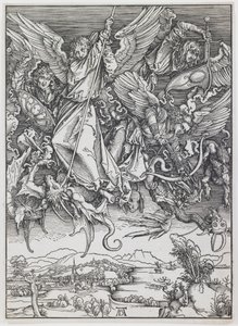 Aziz Michael Ejderhayla Savaşıyor, “Kıyamet” dizisinden by Albrecht Dürer