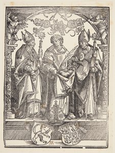 Aziz Stephen diğer iki azizle birlikte by Albrecht Dürer