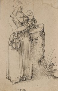 Ayakta Çocuk Tutan Kadın Figürü, 1502 by Albrecht Dürer