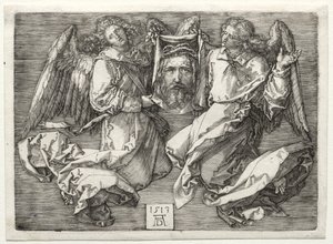 İki Melek Tarafından Görüntülenen Sudarium by Albrecht Dürer