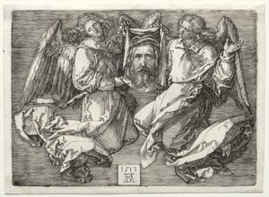 İki Melek Tarafından Görüntülenen Sudarium. by Albrecht Dürer