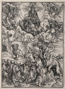 Yedi Başlı Canavar ve Kuzu Boynuzlu Canavar. by Albrecht Dürer