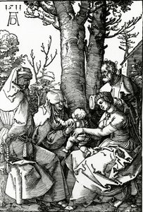 Aziz Anne ve Aziz Joachim ile Kutsal Aile, 1511 (tahta baskı) by Albrecht Dürer