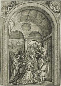 Tonozlu Salonda İki Melekle Birlikte Kutsal Aile by Albrecht Dürer