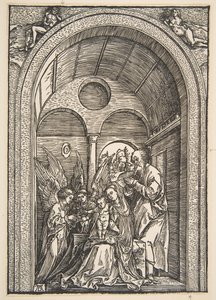 Tonozlu Salonda İki Melekli Kutsal Aile, M.Ö. 1503. by Albrecht Dürer