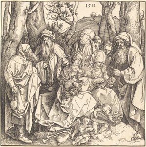 Müzik Yapan İki Melekle Kutsal Aile by Albrecht Dürer