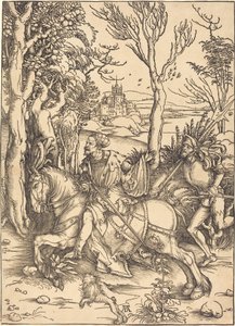 Atlı Şövalye ve Lansquenet by Albrecht Dürer
