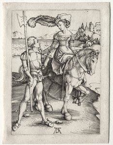 Lady Riding ve Landsknecht by Albrecht Dürer