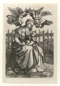 İki melek tarafından taçlandırılmış Madonna ve Çocuk, 1518 by Albrecht Dürer