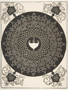 "İkinci Düğüm". Merkezinde bir Amazon Kalkanı olan geçmeli Roundel, daha önce 1521. by Albrecht Dürer