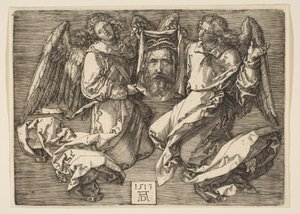 İki Melek Tarafından Görüntülenen Sudarium, 1513. by Albrecht Dürer