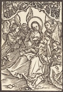 Bakire, Mesih Çocuğunu Dört Melekle Besliyor, c. 1500. by Albrecht Dürer