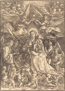 Birçok Melekle Çevrili Bakire by Albrecht Dürer