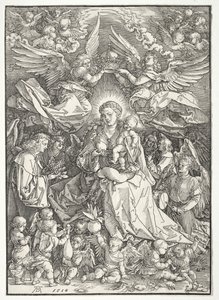 Birçok Melekle Çevrili Bakire by Albrecht Dürer