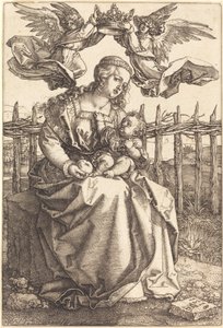 İki Melek Tarafından Taçlandırılan Bakire ve Çocuk by Albrecht Dürer