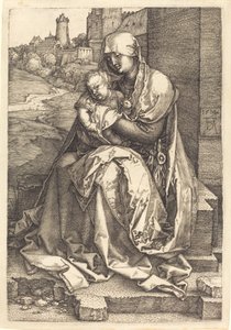 Duvarın Yanında Oturan Bakire ve Çocuk by Albrecht Dürer