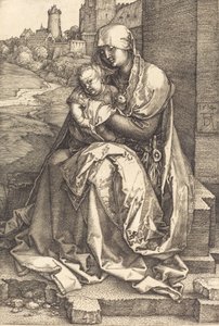 Duvarın Yanında Oturan Bakire ve Çocuk, 1514. by Albrecht Dürer