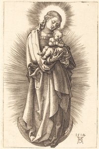 Diademli Hilal Üzerindeki Bakire ve Çocuk by Albrecht Dürer