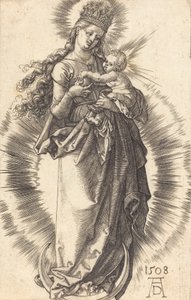 Hilal Üzerinde Yıldızlı Taçlı Bakire ve Çocuk, 1508. by Albrecht Dürer